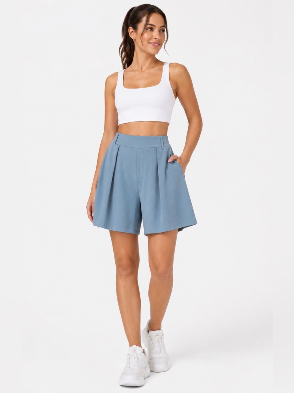 Halara High Waisted Pleated Work Shorts Size M